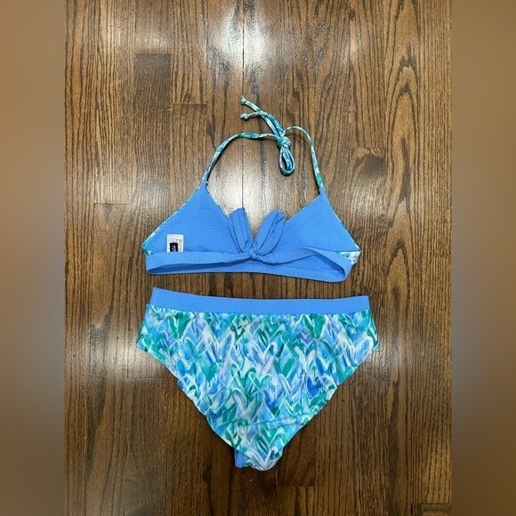 Splendid Girls' Reversible Wrap Triangle Bra & Bikini Set Size 16 - Picture 2 of 5